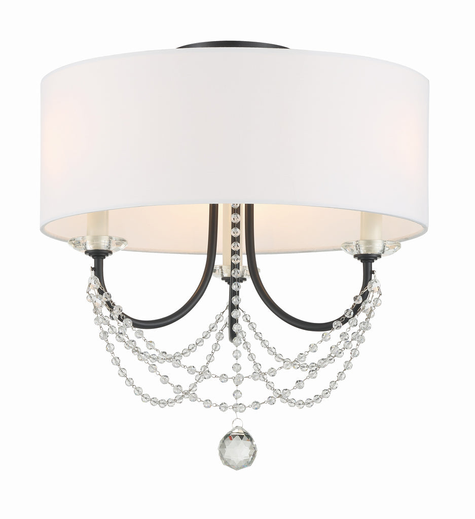 ##Antique Hardware## Delilah 3 Light Matte Black Semi Flush Mount