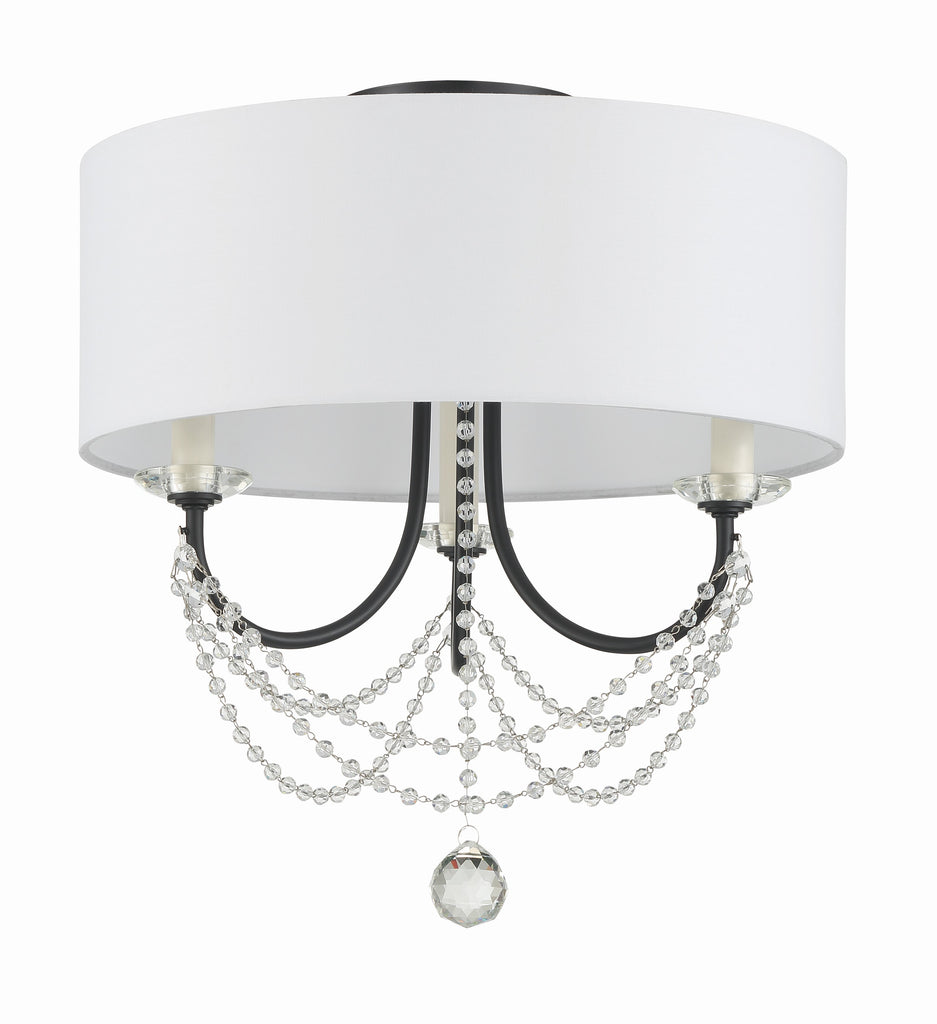 ##Antique Hardware## Delilah 3 Light Matte Black Semi Flush Mount