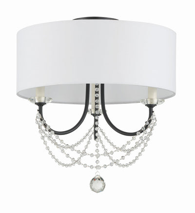 ##Antique Hardware## Delilah 3 Light Matte Black Semi Flush Mount