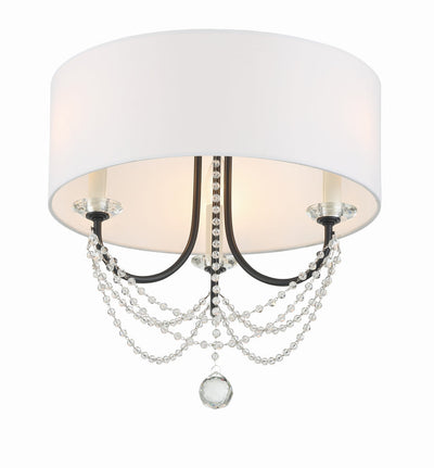 ##Antique Hardware## Delilah 3 Light Matte Black Semi Flush Mount