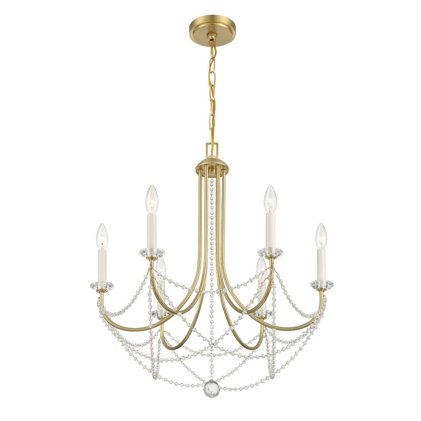 ##Antique Hardware## Delilah 6 Light Aged Brass Chandelier