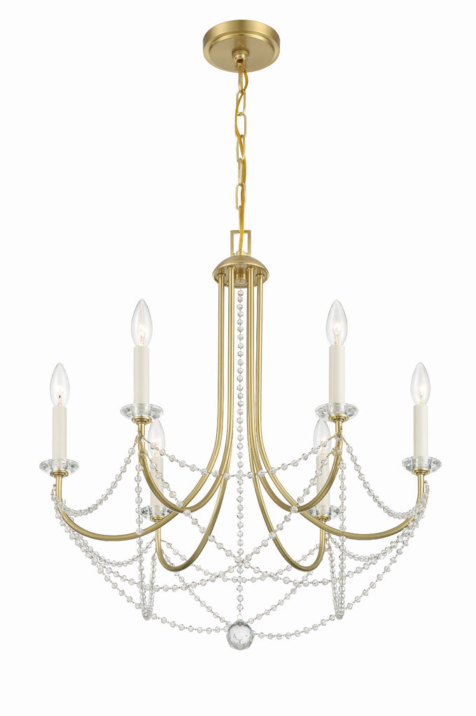 ##Antique Hardware## Delilah 6 Light Aged Brass Chandelier