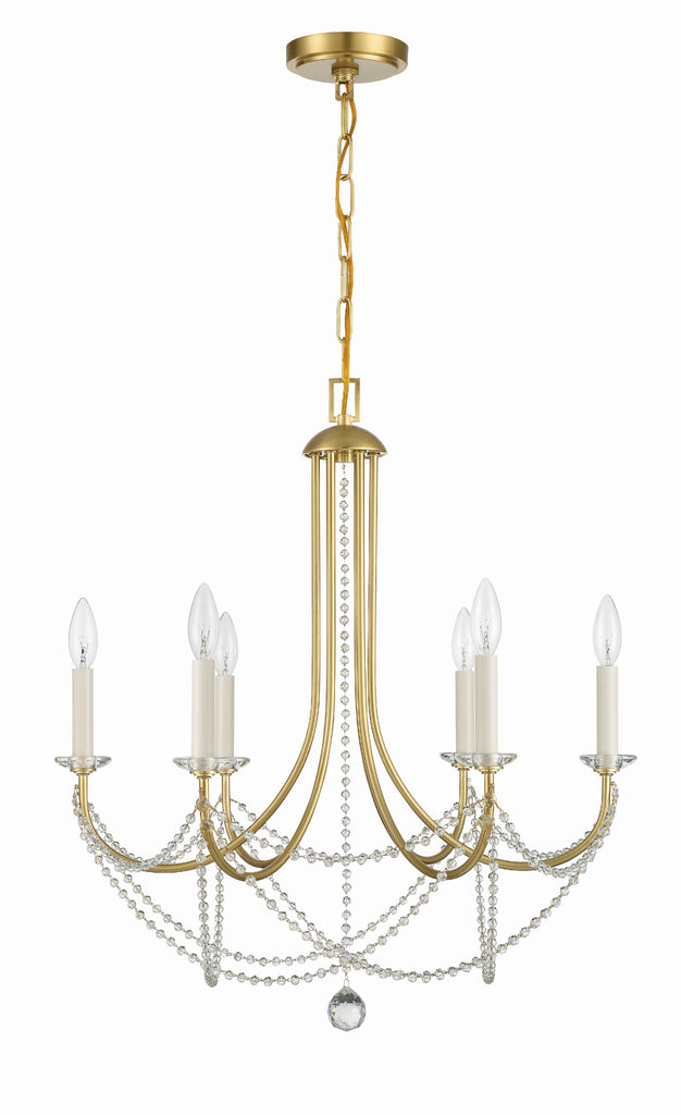 ##Antique Hardware## Delilah 6 Light Aged Brass Chandelier