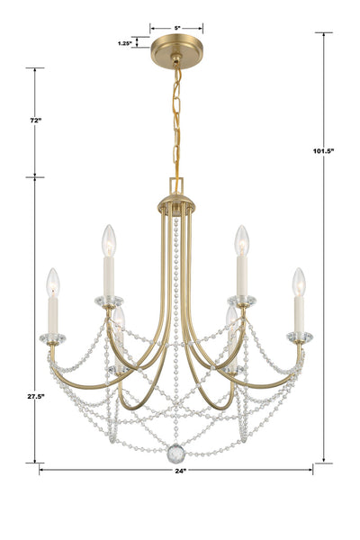 ##Antique Hardware## Delilah 6 Light Aged Brass Chandelier