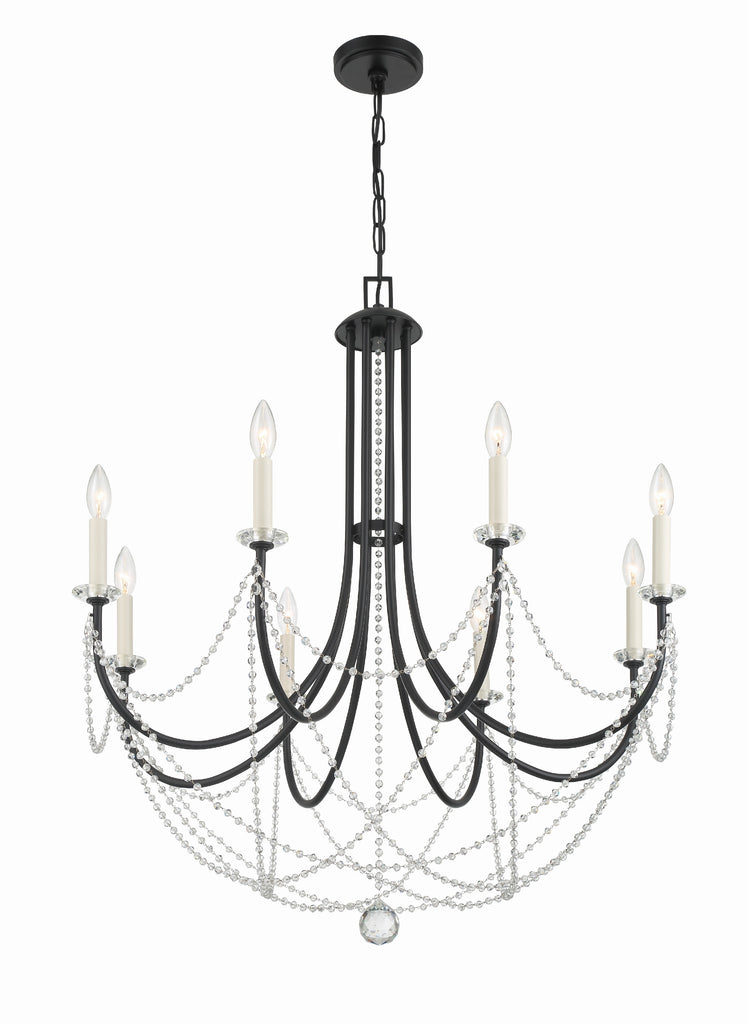 ##Antique Hardware## Delilah 8 Light Matte Black Chandelier