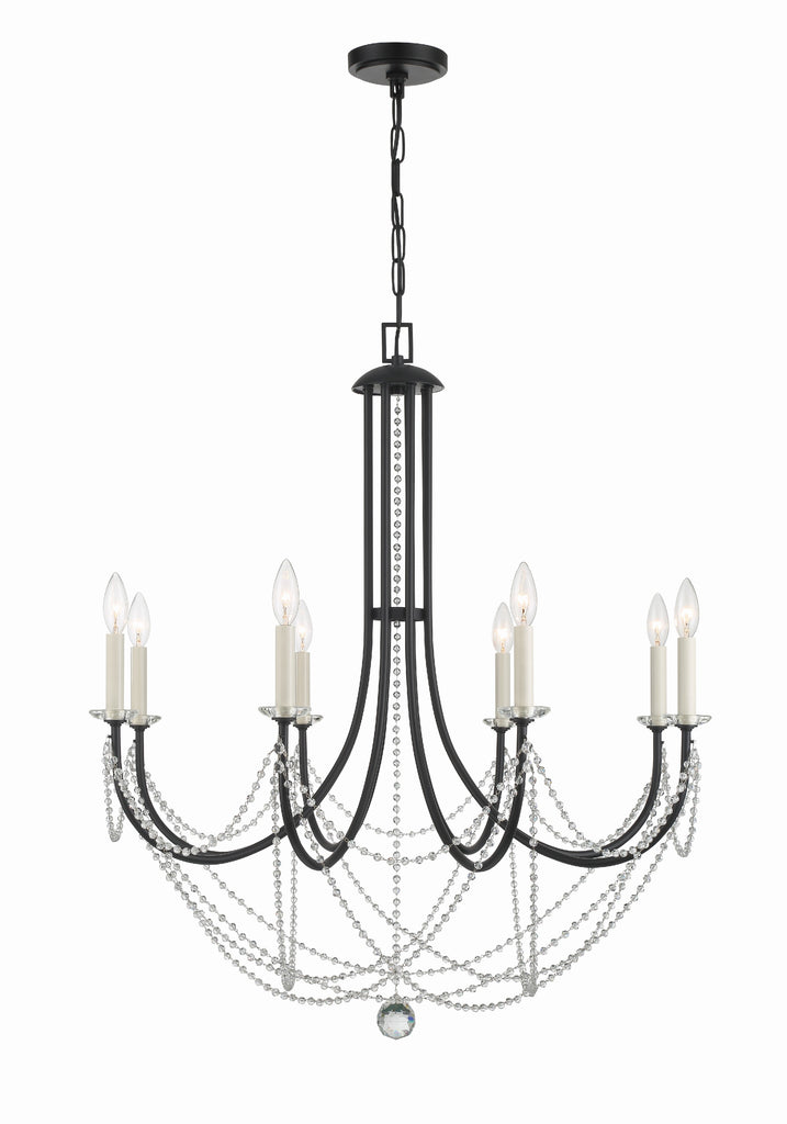 ##Antique Hardware## Delilah 8 Light Matte Black Chandelier