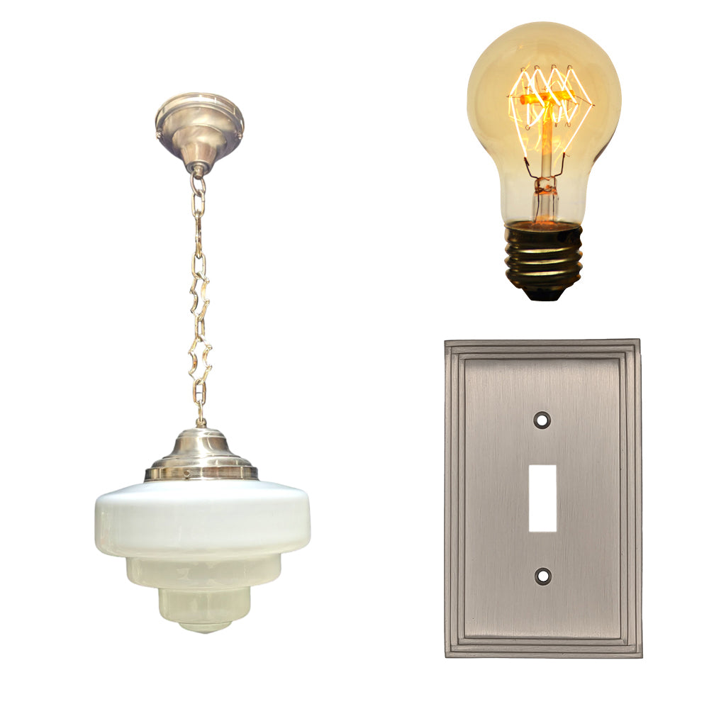 ##Antique Hardware## Manhattan Skyscraper Nouveau Style Chain Light Set (Several Finishes Available)