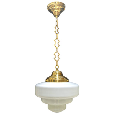 ##Antique Hardware## 28 1/2 Inch Manhattan Skyscraper Nouveau Style Chain Light (Polished Brass Finish)