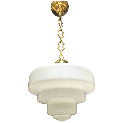 ##Antique Hardware## 28 1/2 Inch Manhattan Skyscraper Nouveau Style Chain Light (Polished Brass Finish)