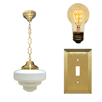 ##Antique Hardware## Manhattan Skyscraper Nouveau Style Chain Light Set (Several Finishes Available)