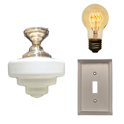 Manhattan Skyscraper Nouveau Style Semi-Flush Mount Light Set (Several Finishes Available)