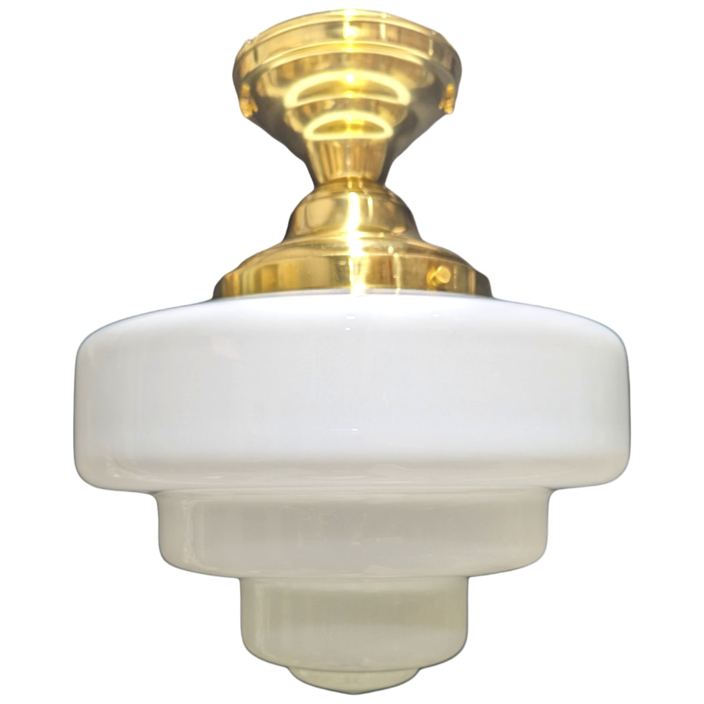 ##Antique Hardware## 15 1/2 Inch Manhattan Skyscraper Nouveau Style Semi-Flush Mount Light (Polished Brass Finish)