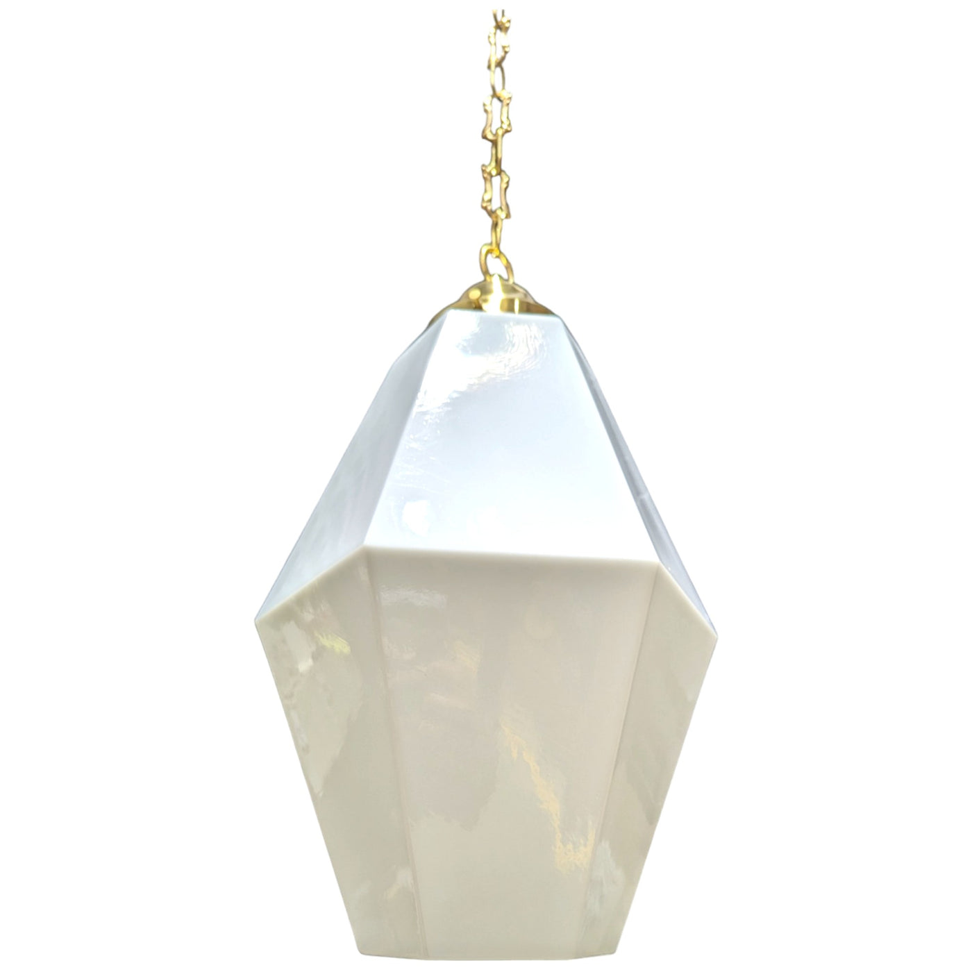 ##Antique Hardware## 38 1/2 Inch Manhattan Skyscraper Prism Style Chain Light (Polished Brass Finish)