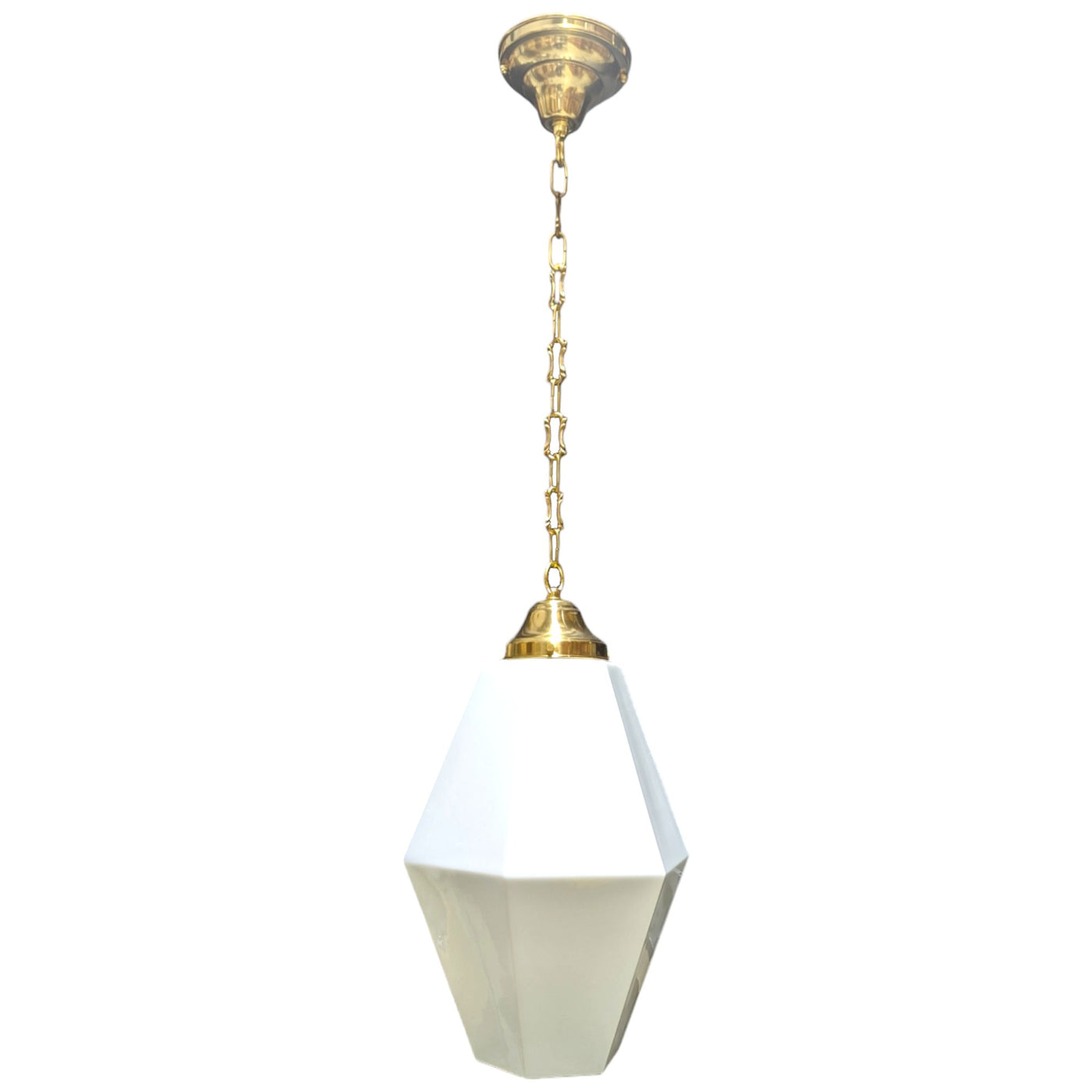 ##Antique Hardware## 38 1/2 Inch Manhattan Skyscraper Prism Style Chain Light (Polished Brass Finish)