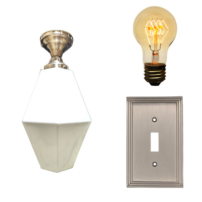 Manhattan Skyscraper Prism Style Semi-Flush Mount Light Set (Several Finishes Available)