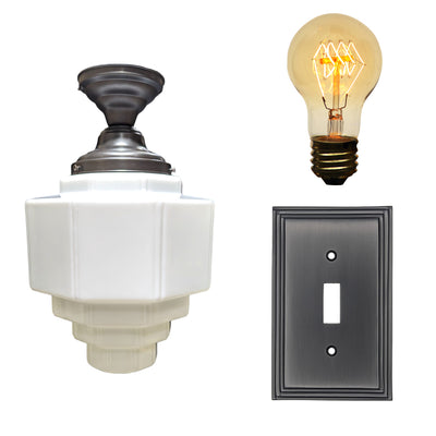 Manhattan Skyscraper Grandeur Style Semi-Flush Mount Light Set (Several Finishes Available)