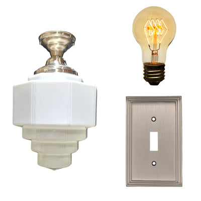 Manhattan Skyscraper Grandeur Style Semi-Flush Mount Light Set (Several Finishes Available)