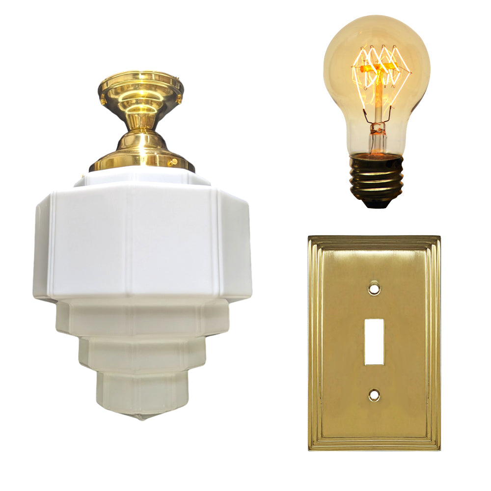 Manhattan Skyscraper Grandeur Style Semi-Flush Mount Light Set (Several Finishes Available)