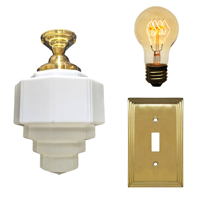 Manhattan Skyscraper Grandeur Style Semi-Flush Mount Light Set (Several Finishes Available)