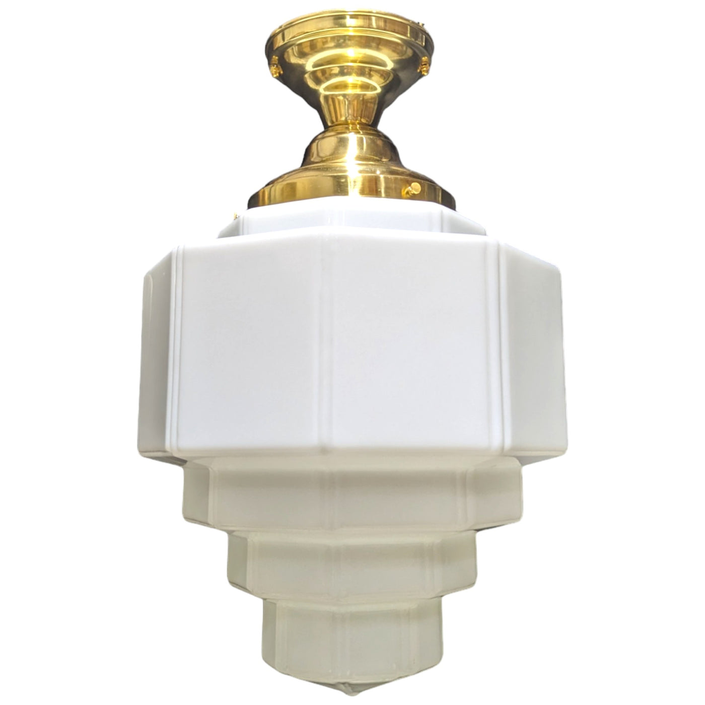 ##Antique Hardware## 19 1/2 Inch Manhattan Skyscraper Grandeur Style Semi-Flush Mount Light (Polished Brass Finish)