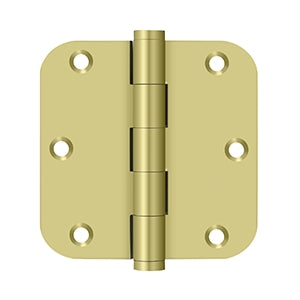 ##Antique Hardware## 3 1/2 Inch X 3 1/2 Inch Solid Brass Residential Hinge with Interchangeable Finials (5/8" Radius Corner)