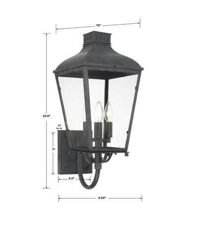 Antique Hardware Dumont 3 Light Graphite Outdoor Sconce Exterior