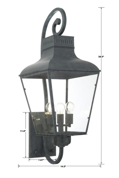 Antique Hardware Dumont 4 Light Graphite Outdoor Sconce Exterior