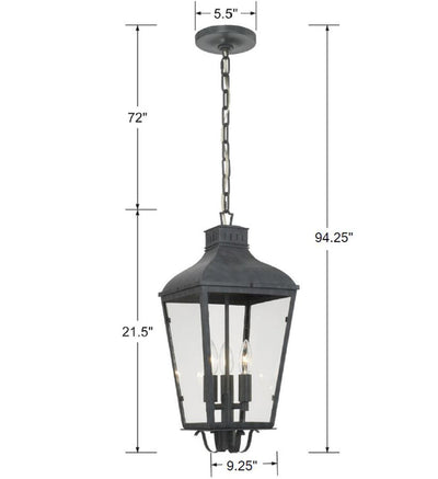 Antique Hardware Dumont 3 Light Graphite Outdoor Pendant Exterior