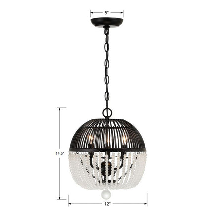 Antique Hardware Duval 3 Light Matte Black Mini Chandelier Chandelier