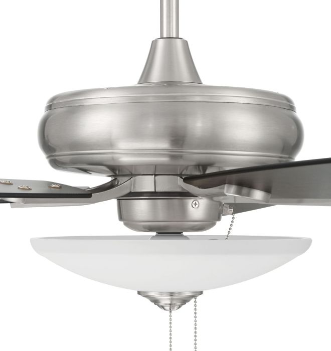 52" Eos 3 Light Bowl in Brushed Polished Nickel w/ Brushed Nickel/Greywood Blades