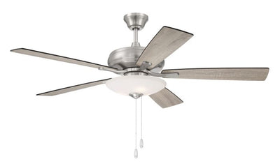 52" Eos 3 Light Bowl in Brushed Polished Nickel w/ Driftwood/Walnut Blades