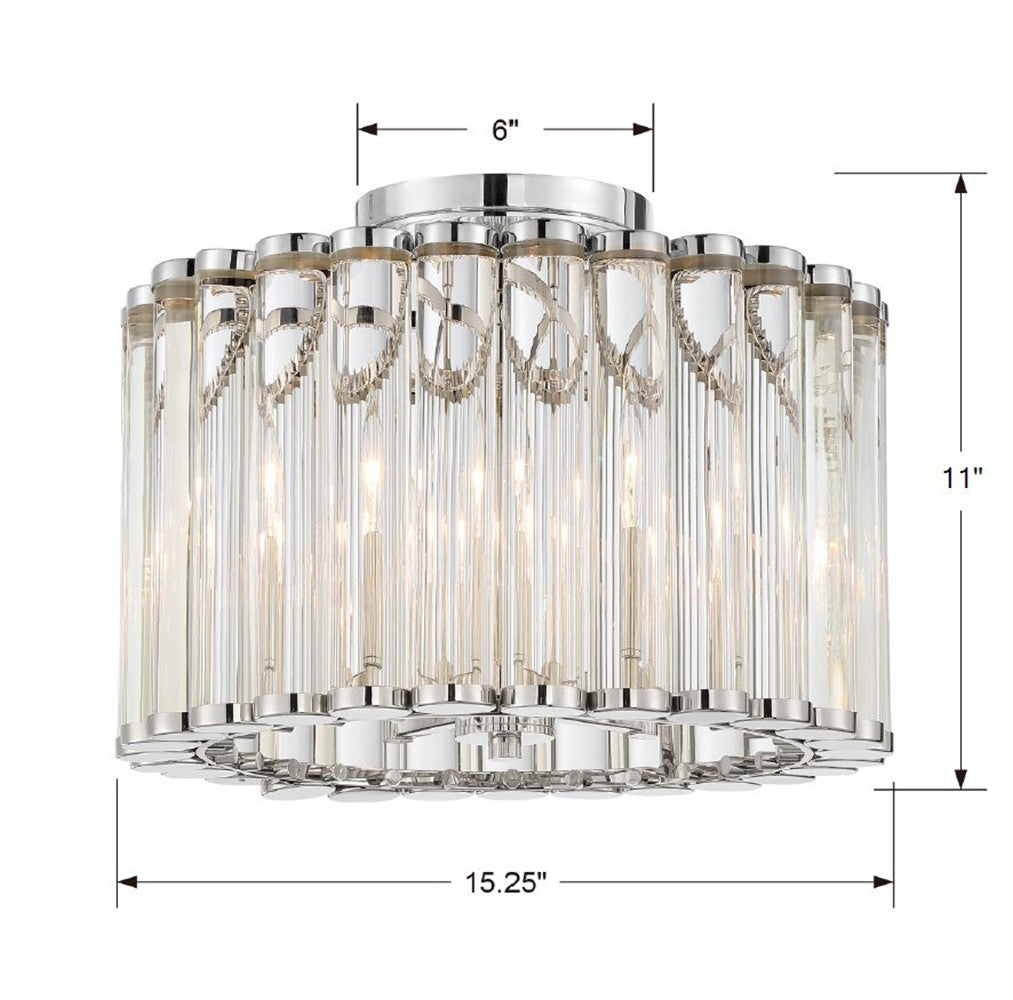 ##Antique Hardware## Libby Langdon Elliot 4 Light Polished Nickel Semi Flush Mount