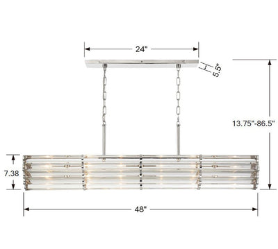 ##Antique Hardware## Libby Langdon Elliot 6 Light Polished Nickel Linear Chandelier