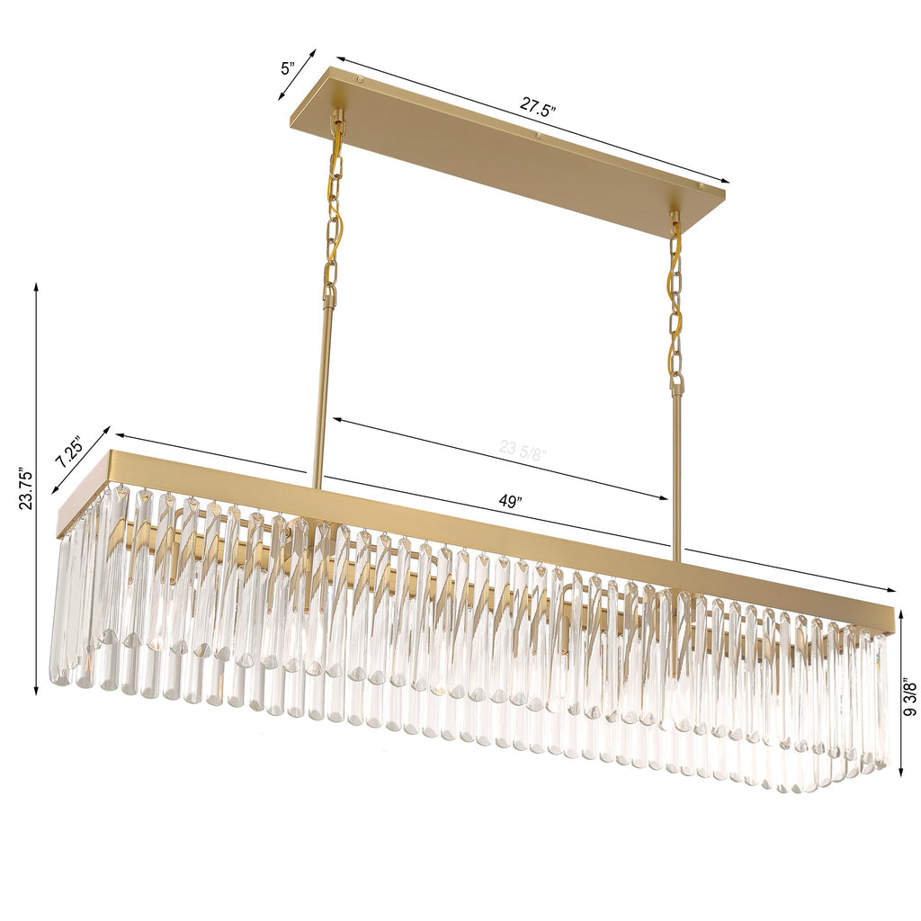 ##Antique Hardware## Emory 6 Light Modern Gold Linear Chandelier