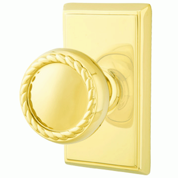 ##Antique Hardware## Solid Brass Rope Door Knob Set With Rectangular Rosette (Several Finish Options)