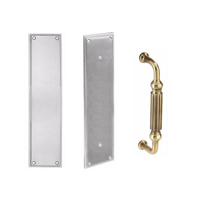 ##Antique Hardware## 12 Inch Solid Brass Knoxville Push & Pull Door Set