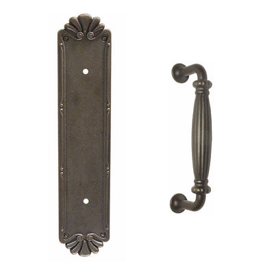 ##Antique Hardware## 14 Inch Tuscany Bronze Petal Palermo Pull Door Set