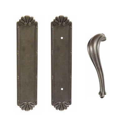 Antique Hardware 14 Inch Tuscany Bronze Petal Art Nouveau Push & Pull Door Set FLUSH-PULL-POCKET DOOR