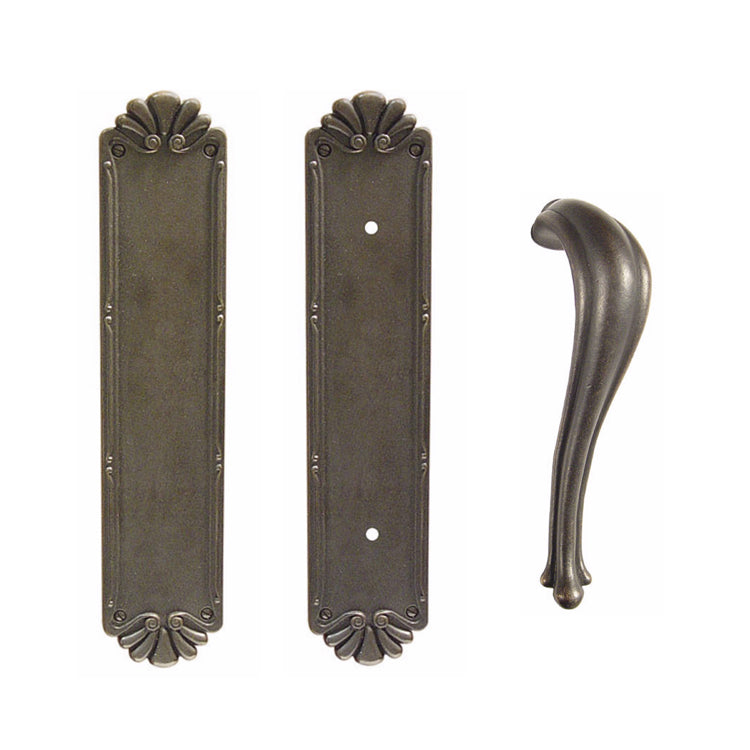 Antique Hardware 14 Inch Tuscany Bronze Petal Art Nouveau Push & Pull Door Set FLUSH-PULL-POCKET DOOR