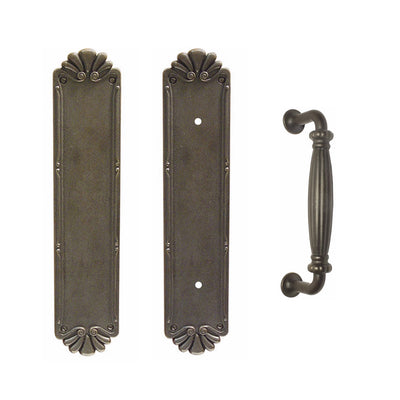 Antique Hardware 14 Inch Tuscany Bronze Petal Palermo Push & Pull Door Set FLUSH-PULL-POCKET DOOR