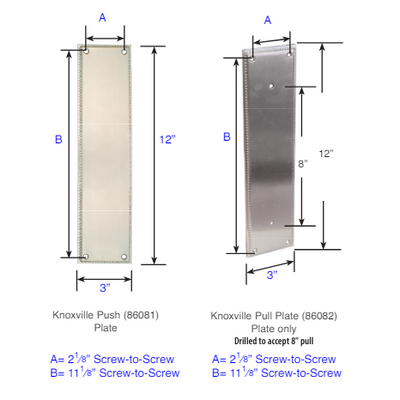 Antique Hardware 12 Inch Solid Brass Knoxville Wilshire Pull Plate Set FLUSH-PULL-POCKET DOOR