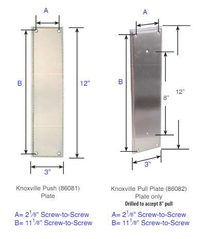 ##Antique Hardware## 12 Inch Solid Brass Knoxville Urban Modern Push & Pull Door Set