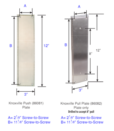 ##Antique Hardware## 12 Inch Solid Brass Knoxville Urban Modern Push & Pull Door Set