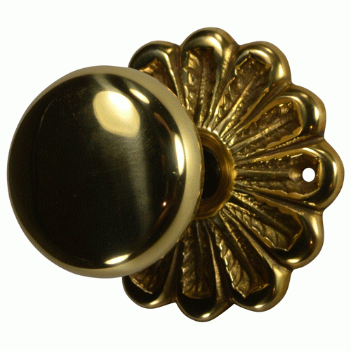 ##Antique Hardware## Maltesia Flower Rosette Door Set with Round Brass Door Knobs (Several Finishes Available)