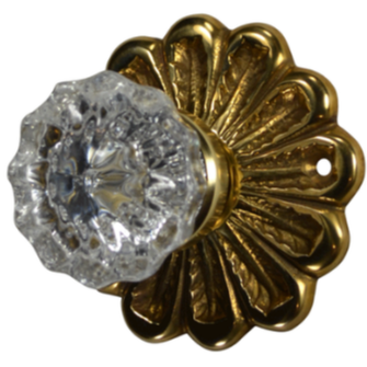 ##Antique Hardware## Maltesia Flower Rosette Door Set with Fluted Crystal Door Knobs (Several Finishes Available)