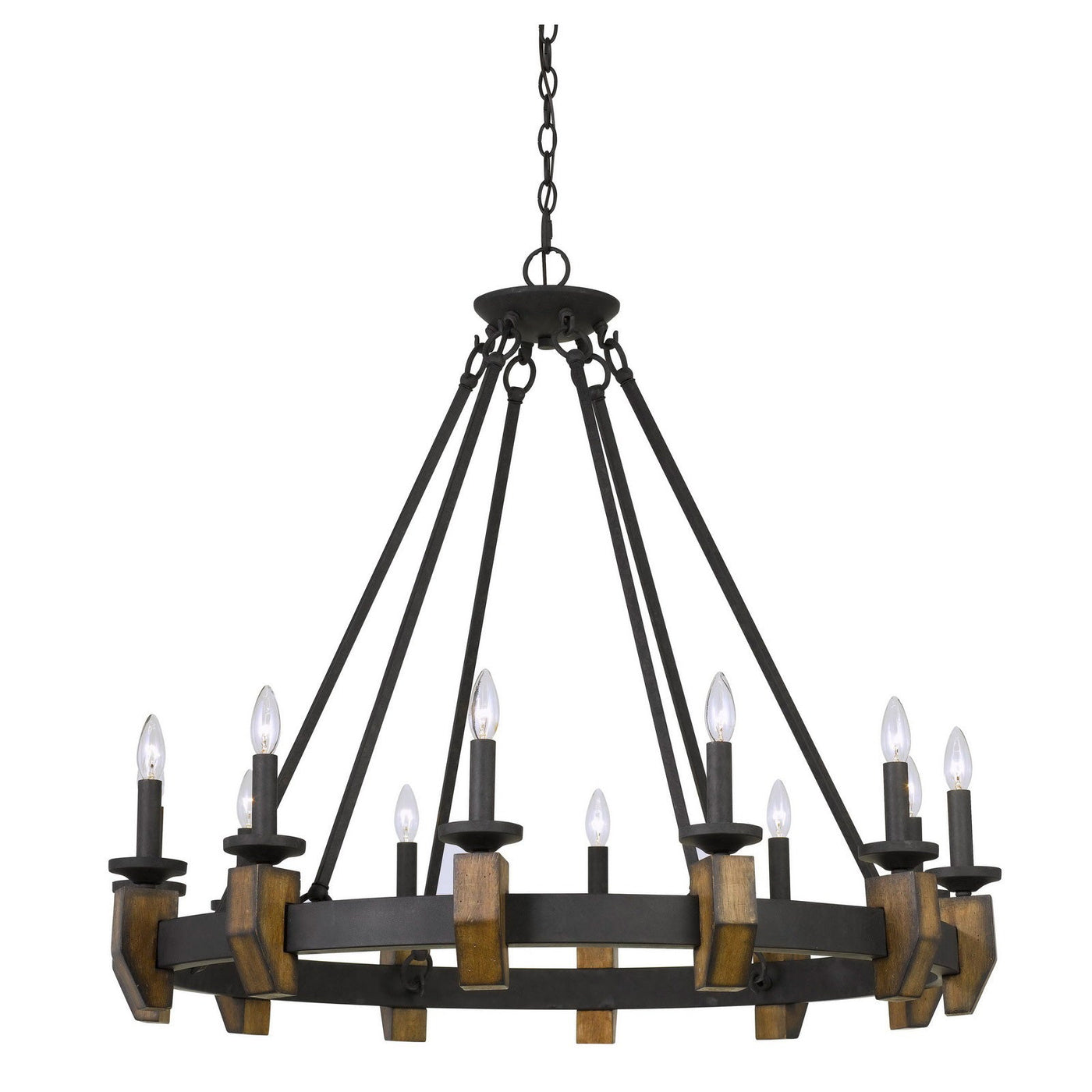 Antique Hardware 60W X 12 CRUZ METAL/WOOD CHANDELIER Chandelier