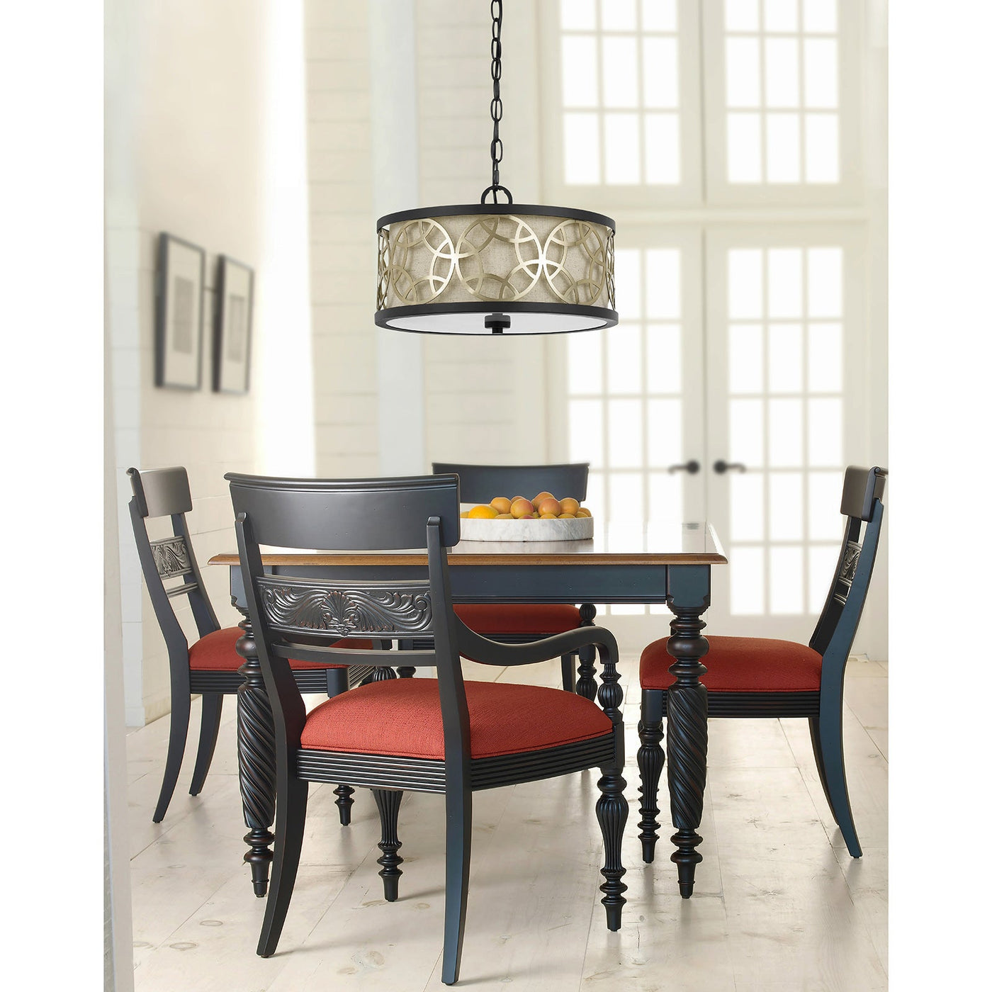 Antique Hardware 60W X 2 CARMEL 2 LIGHT METAL 2 IN 1 SEMI-FLUSH / PENDANT CHANDELIER Chandelier