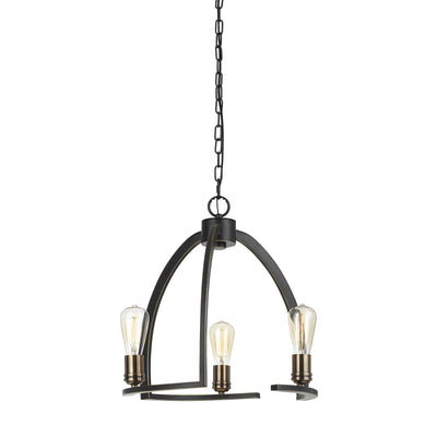 Antique Hardware 60W X 3 KINDER METAL 3 LIGHT CHANDELIER (EDISON BULBS NOT INCLUDED) Chandelier