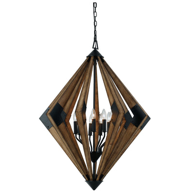 Antique Hardware 60W X 9 AREZZO WOOD CHANDELIER Chandelier