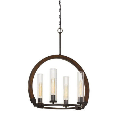 Antique Hardware 60W X 4 SULMONA WOOD/METAL CHANDELIER WITH GLASS SHADE (EDISON BULBS NOT INLCLUDED) Chandelier